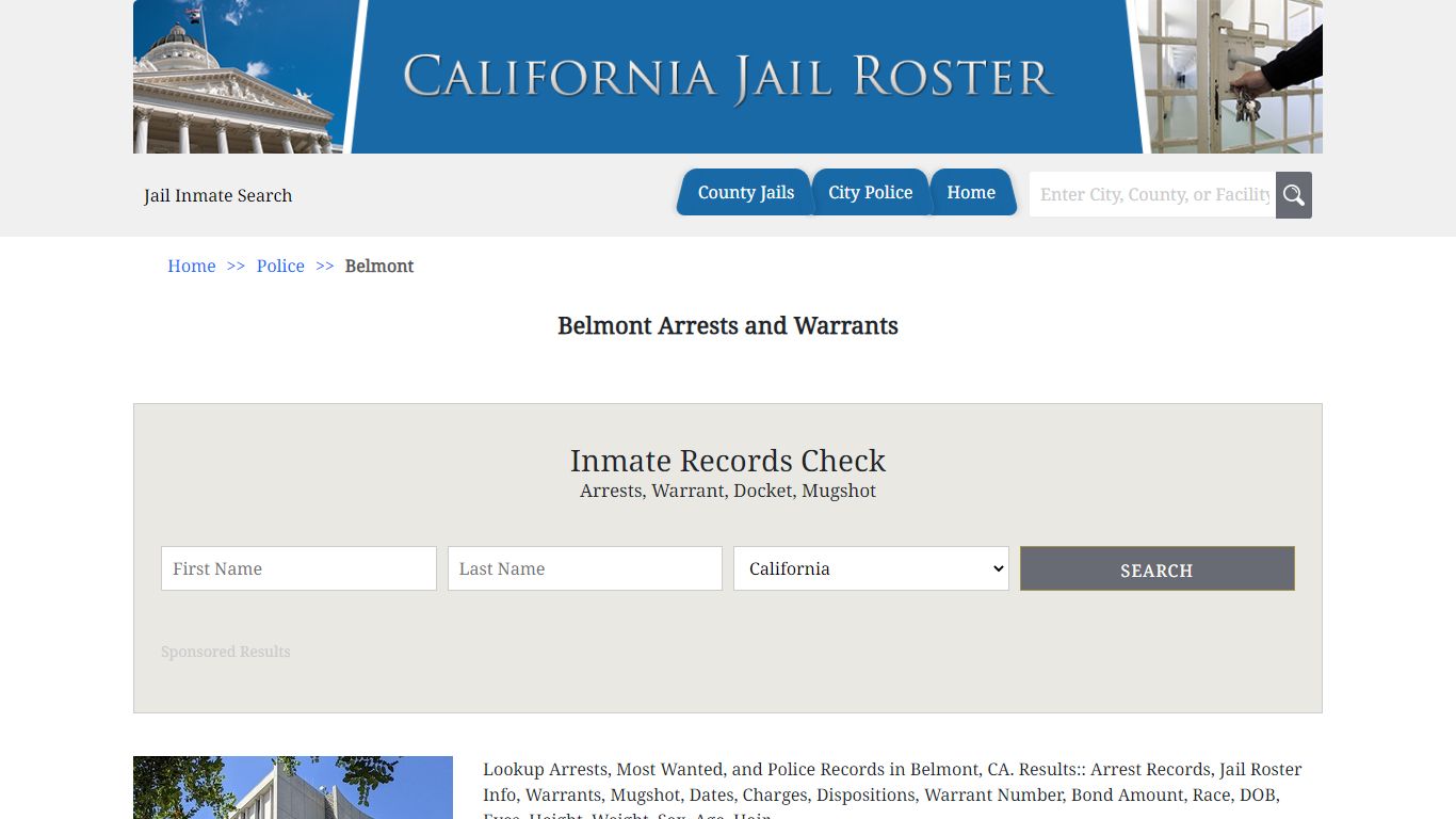 Belmont Arrests and Warrants | Jail Roster Search